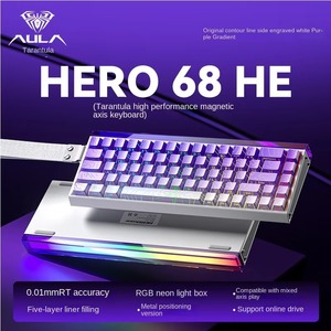 Clavier de jeu professionnel Aula Hero68 HE, disposition 60 %, 68 touches, clavier de jeu filaire, clavier à interrupteurs magnétiques avec boîte lumineuse - Product Image 2