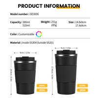 Tasse à café isotherme en acier inoxydable écologique Olerd 510 ml avec manchon en silicone, idéale pour les voyages