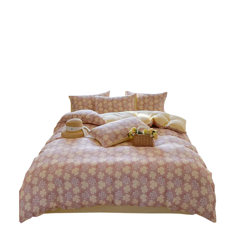 Grosir dicuci Perancis, katun dan linen benang ganda empat buah set tempat tidur