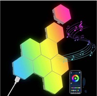 Applique murale hexagonale panneau LED de jeu rvb hexagones salle Gamer mur décoratif musique synchronisation hexagonale LED nid d'abeille appliques murales