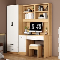 Armoire-Bureau Combinée Intégrée Design Moderne pour Chambre d'Enfant en Petit Appartement avec Étagère et Tiroirs