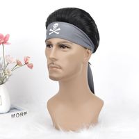 Ensemble de perruques pour hommes Afro Dreadlock Slicked-Back perruque turban en fibre haute température avec densité 120% et petite taille de bonnet