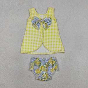 RTS Boutique Casual Flower Floral Kids Girls Tunic Shirt Diaper 2-Piece Outfits Wholesale <b>Big</b> <b>Bows</b> Cute Newborn Clothes Sets - Product Image 3