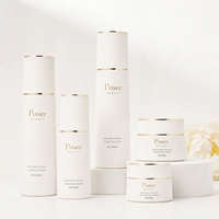 Ensemble d'emballages cosmétiques de luxe en verre dépoli blanc avec garniture dorée, cylindres de 30g/50g, 40ml/100ml/120ml, vente en gros