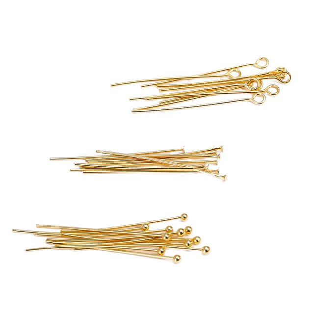 18K Gold Plated Metal Eye Ball Flat Head Pins 50pcs for Earring Making Jewelry DIY Supplies Findings Components