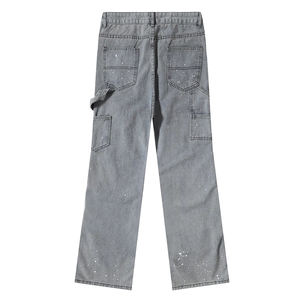 กางเกงยีนส์ผู้ชายสไตล์วินเทจคุณภาพสูง แบบอเมริกัน ทรงหลวม ทรงตรง ลุคแฟชั่น ลุคเท่ๆ แบบทำสีซีด ขาดๆ แบบดิสเทรส - Product Image 2