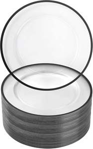 <span class=keywords><strong>Assiettes</strong></span> de présentation transparentes de 13 pouces avec bord noir, <span class=keywords><strong>assiettes</strong></span> de service en plastique pour mariage, fête, anniversaire, dîner, Noël - Product Image 3