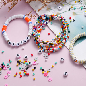 Piezas de cerámica blanda más vendidas, cuentas de arroz con letras en caja de 12 rejillas, cuentas de cerámica blanda, accesorios de joyería DIY con cuentas a mano - Product Image 3