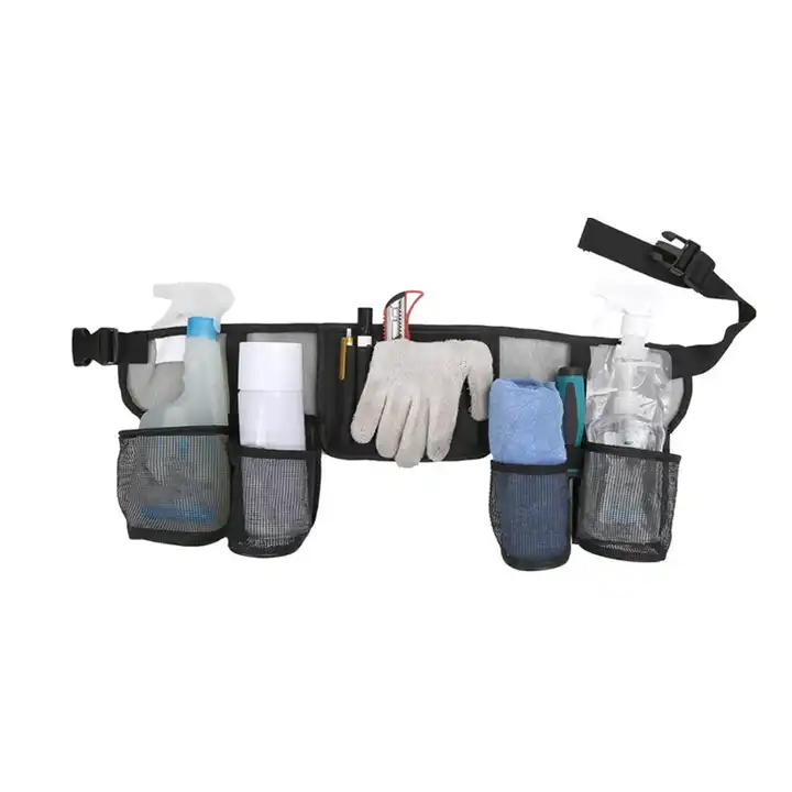 4 POCKETS Tools Belt Bag Janitorial Belt Bag Bussing Belt Cleaning