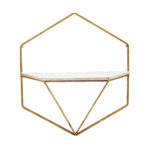 Mensole geometriche da parete in metallo e legno, organizer da appendere per soggiorno, camera da letto, ingresso - Product Image 2