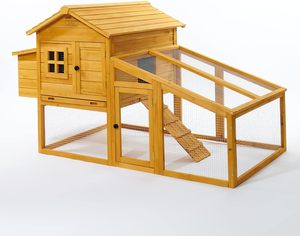 Poulailler en bois de sapin verrouillable pour poules de grande taille, enclos extérieur pour volailles - Product Image 2
