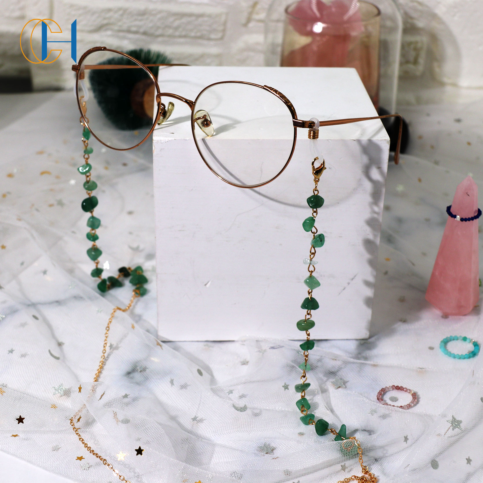 Лидер продаж, модные солнцезащитные очки с кристаллами и камнями, женские повседневные металлические цепочки для очков