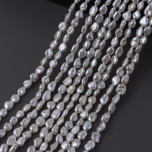 Perlas Keshi Barrocas Blancas Naturales de Grado AAA de 5-6 mm, Alto Brillo, Agua Dulce Reciclada, Sin Núcleo, Forma Única para <span class=keywords><strong>la</strong></span> Elaboración de Joyas - Product Image 4