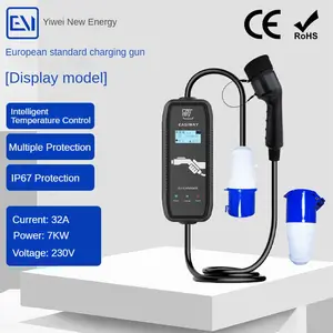 Pengisi daya Ev portabel 3,5 kW 7kW populer untuk pengisian daya mobil listrik dengan layar Lcd suku cadang kendaraan energi baru & Aksesori
