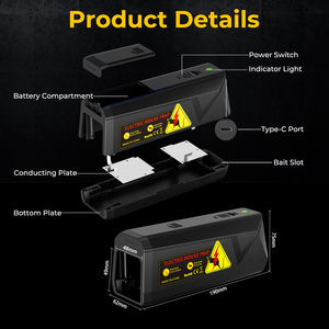Yeniden Kullanılabilir Elektronik Haşere Kontrol Makinesi Yüksek Voltaj Şoklu Elektrikli Metal Fare Tuzağı Bebekler ve Evcil Hayvanları Korumak İçin - Product Image 6