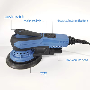 Lijadora <span class=keywords><strong>Orbital</strong></span> Aleatoria Eléctrica de 6 Pulgadas (150 mm) para Bricolaje, sin Polvo, Velocidad <span class=keywords><strong>Variable</strong></span>, con Velcro, Voltaje Nominal de 220 V, 400 W, Cable de 3 m, para Madera y Automóviles - Product Image 4