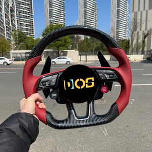 Volant DOS RS avec bouton de démarrage, entièrement en cuir rouge, pour <span class=keywords><strong>Audi</strong></span> A3 A4 A5 A6 A7 C7 C8 <span class=keywords><strong>S3</strong></span> S4 S5 S6 B8 B9 RS3 RS6 RS7 - Product Image 3