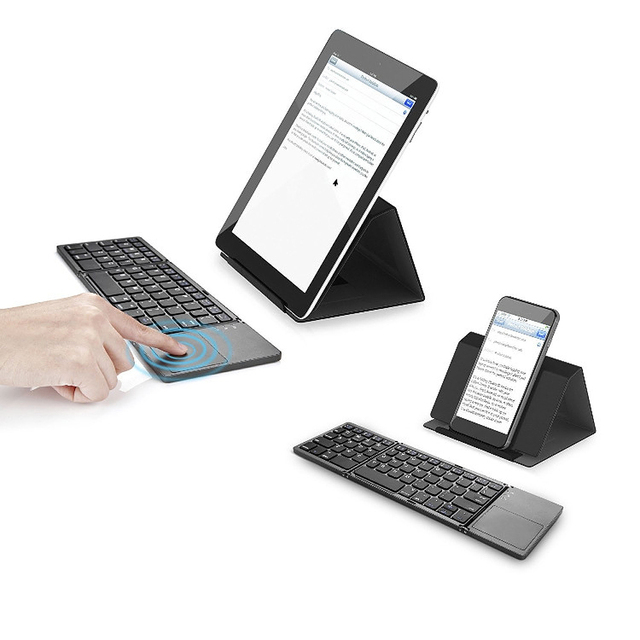 Portable Mini Foldable BT Wireless Keyboard Rechargeable Solar Keyboard for iPad Mobile Phone for Desktop Laptop Gaming Use