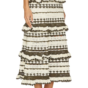 <span class=keywords><strong>Robe</strong></span> <span class=keywords><strong>mi</strong></span>-<span class=keywords><strong>longue</strong></span> de haute qualité pour femmes Style moulant de couleur unie avec tricot à volants décontracté Maxi longueur tissé pour l'été - Product Image 5