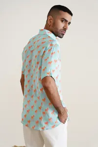 Chemise décontractée 100 % coton imprimée Z, respirante, séchage rapide, anti-plis, col boutonné pour l'été, impression numérique, service OEM - Product Image 4