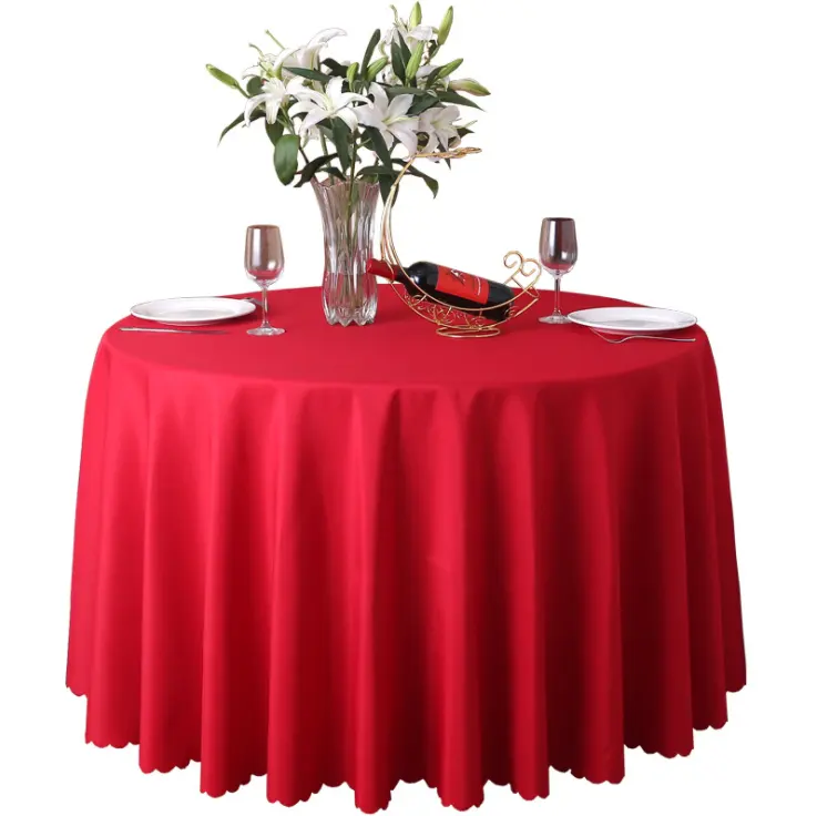 wholesale hot selling luxury 132" round tablecloth polyester table cloth for wedding