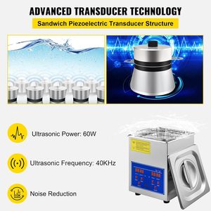 <span class=keywords><strong>Nettoyeur</strong></span> à ultrasons numérique portable 2L 60W le plus vendu, mini 45kHz sonique pour usage domestique, alimentation électrique - Product Image 3