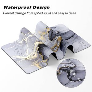 Bàn phím máy tính XXL đá cẩm thạch màu đen với các cạnh khâu và miếng lót chuột chơi game chống trượt - Product Image 4