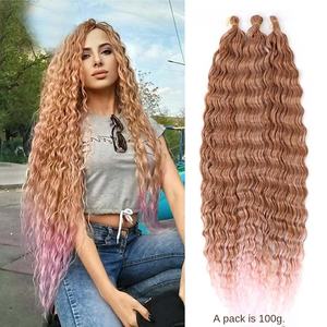 Peluca de Cabello Rizado Estilo Ondulado Profundo, Cabello Latino Americano, 24/30 Pulgadas, Rubio/Rosa, 100g - Product Image 1