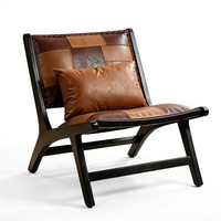 Fauteuil d'appoint moderne style bohème avec pieds en bois massif pour salon et détente