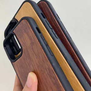 Wholesale Real Bamboo Wood +TPU Phone Case Anti Shock Fall Resistant Hard Mobile Phone Case Cover For Iphone 12 13 14 15 Pro Max