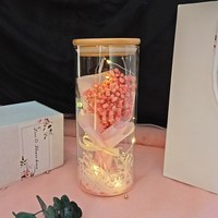 Lampu LED Kaca Mawar, Bunga Sabun Awet Abadi, Hadiah Romantis untuk Hari Valentine & Tahun Baru Imlek
