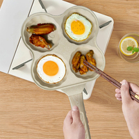 Poêle à frire pour petit-déjeuner à 4 trous pour omelettes aux œufs de Hambourg, compatible gaz et induction
