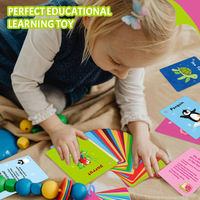 Cartes Flash d'Apprentissage Interactives pour Enfants : 50 Feuilles de Cartes en Papier pour l'Apprentissage des Courtes Phrases en Anglais, Cognition Animale Colorée, Q&A, Éducation Précoce