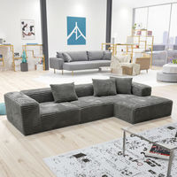 Super Tiefes L-förmiges Modulares Sofa-Set Komprimierter Plüsch-Cord Vakuumverpackt Modernes Design Langlebiger Schaumstoff Hotel