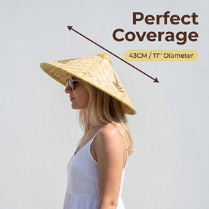 Chapeau de pêcheur vietnamien personnalisé en paille, bambou et rotin, fait main, avec cordon réglable, unisexe, pour l'extérieur, décontracté, été, pour adulte - Product Image 5