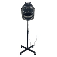 Équipement Professionnel pour Salon de Coiffure, Casque Séchoir Chauffant Mobile sur Pied Noir pour Barbershop