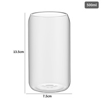 Bouteille en Verre Transparent de 500 ml avec Couvercle en Bambou et Paille, Pot à Jus, Spiritueux, Lait, Eau, Emballée, Vente en Gros, Gobelet à Boire, Divers Styles