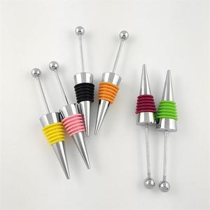 Tapón de botella de vino creativo DIY de metal en blanco, con varilla en blanco para añadir cuentas, tapón de botella de vino con cuentas - Product Image 3