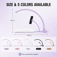 Lampe de bureau pour manucure en forme de demi-lune 3 en 1 avec repose-main, support pour téléphone, 48W, 3 modes de couleur, 6 niveaux de luminosité, OEM ODM, lumière de salon de manucure