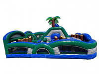 Parcours d'obstacles gonflable commercial modèle OC002 Thème Jungle, jeu de défi multicolore en PVC pour enfants, aventure en plein air