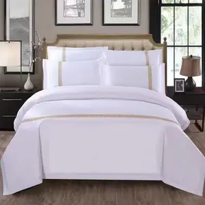 Custom 5 Star Hotel Bed Sheets White Bed Sheet Set For Hotel Linen Supplier Luxury Hotel Bedding Sheet Set