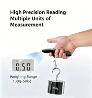 Balance numérique portable professionnelle en acier inoxydable avec logo personnalisé, alimentée par batterie, 50 kg/110 lb, pour valise et grue de mesure