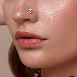 एटम F136 टाइटेनियम हड्डी आकार सीज़ इनले 16 ग्राम आंतरिक थ्रेड नोस्ट्रिल सर्पिल स्टड होंठ कार्टिलेज नाक स्टड पिरलिंग वाले गहने - Product Image 2