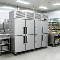 Réfrigérateur commercial à six portes en acier inoxydable, grande capacité, pour cuisine et salle à manger, congélateur de refroidissement
