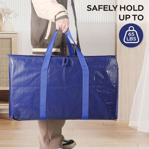 Customized <b>Extra</b> <b>Large</b> Transparent Heavy-Duty Plastic Moving Bags Waterproof Quilt Clothes Storage with Clear Moving Strap - Product Image 3