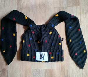Topi Beanie Kelinci Grafiti dengan Logo Rajut Kustom, Topi Pesta Rajut <span class=keywords><strong>Korea</strong></span> dengan Telinga Panjang - Product Image 3