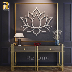 RELONG Large <strong>Silver</strong> Stainless Steel Wall Art Sculpture Metal Lotus Flower Wall Statue Polished Design Traditional Style for Sale - Product Image 6