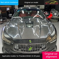 Couverture transparente en fibre de carbone pour capot avant de voiture, compatible avec Maserati President Ghibli 2014-2022, capot Maserati