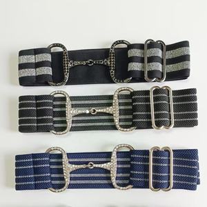 免费雕刻标志实心<span class=keywords><strong>2</strong></span>英寸5厘米宽马术松紧带可调骑马带水钻蛇头扣 - Product Image 3