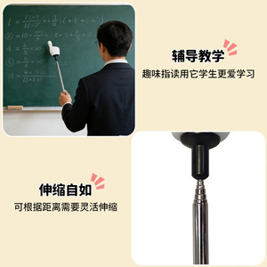 Puntero telescópico de acero inoxidable con diseño de dibujos animados sino-franceses, herramienta de enseñanza portátil, palo de lectura extensible para uso en el aula. - Product Image 2